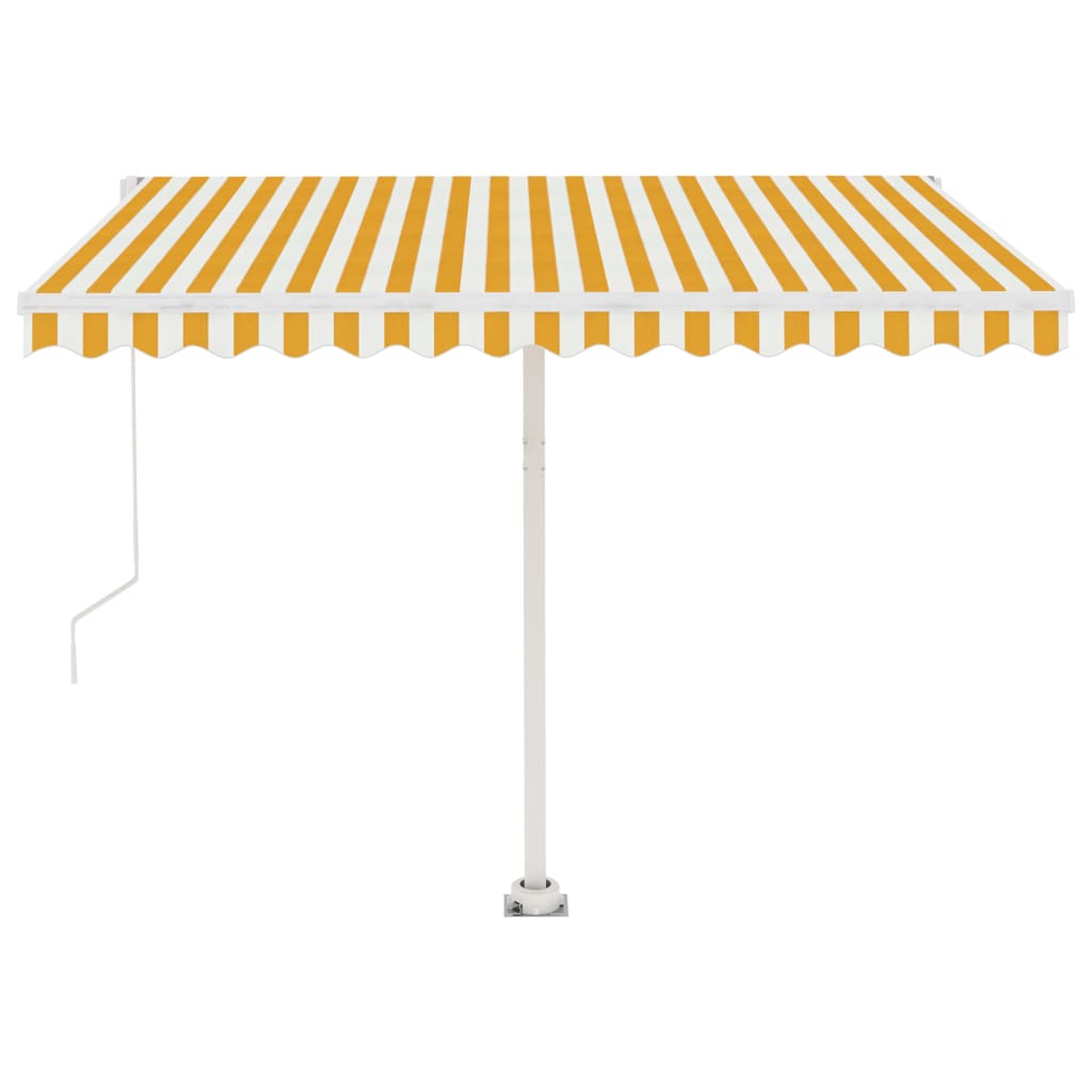 Markise Manuell Einziehbar mit LED 300x250 cm Gelb Weiß