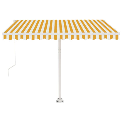 Markise Manuell Einziehbar mit LED 300x250 cm Gelb Weiß