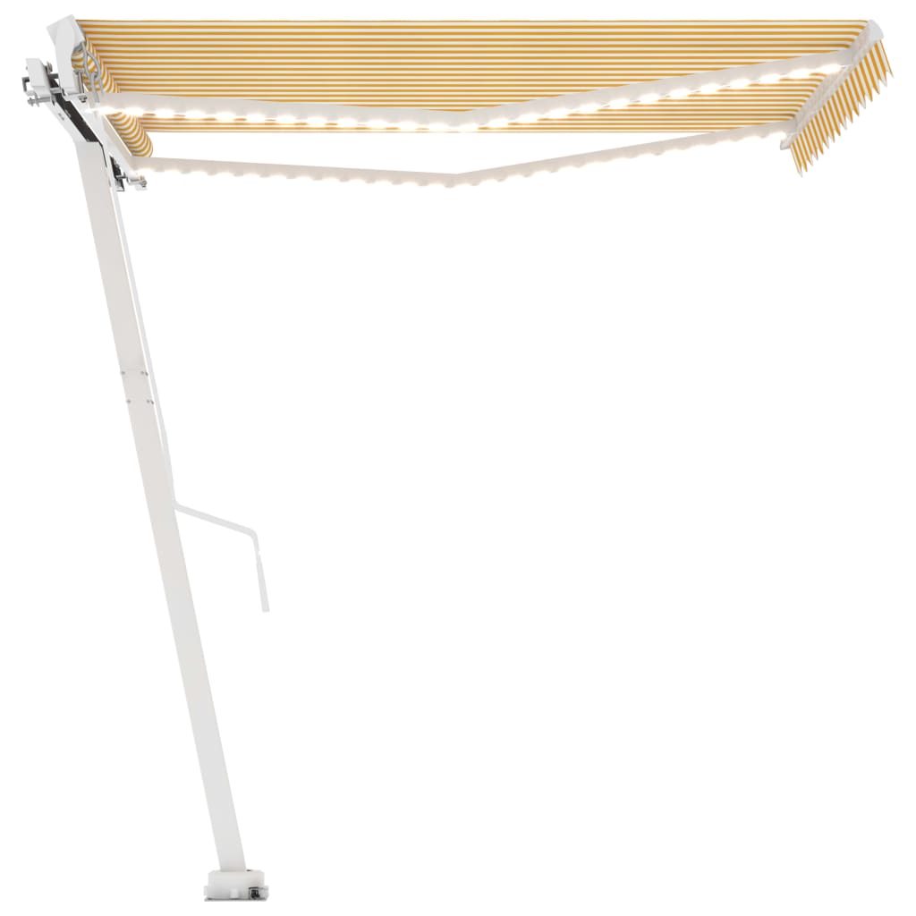 Markise Manuell Einziehbar mit LED 300x250 cm Gelb Weiß