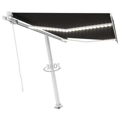 Markise Manuell Einziehbar mit LED 300x250 cm Anthrazit