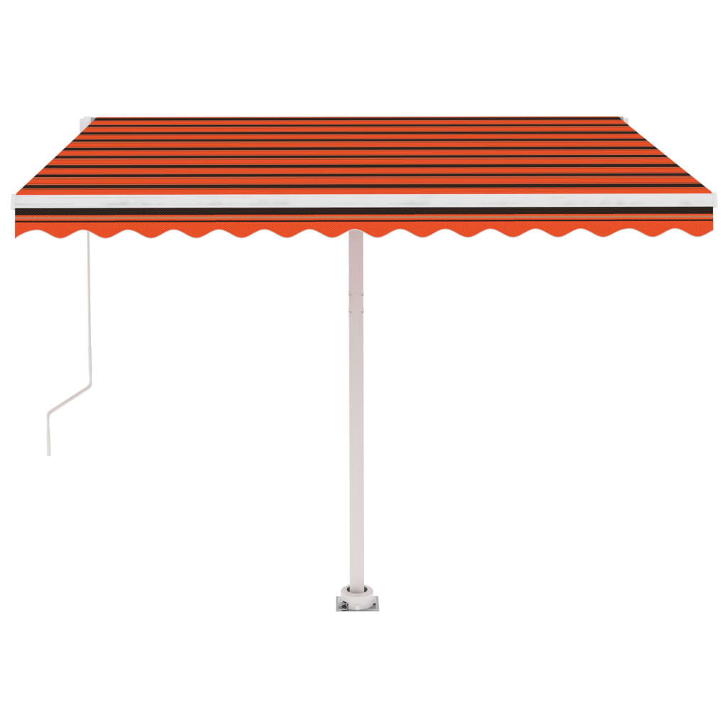 Markise Manuell Einziehbar mit LED 300x250 cm Orange und Braun