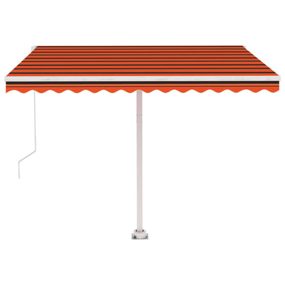 Markise Manuell Einziehbar mit LED 300x250 cm Orange und Braun