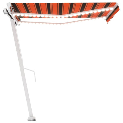 Markise Manuell Einziehbar mit LED 300x250 cm Orange und Braun