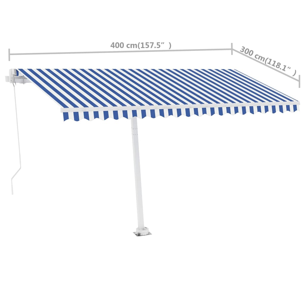 Standmarkise Manuell Einziehbar 400x300 cm Blau/Weiß
