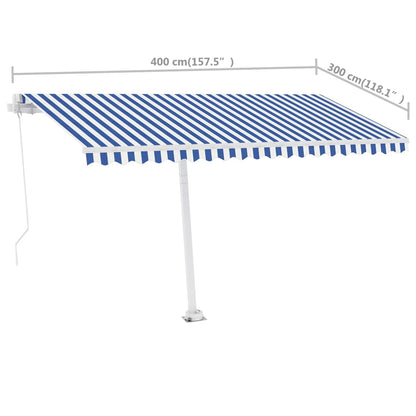 Standmarkise Manuell Einziehbar 400x300 cm Blau/Weiß
