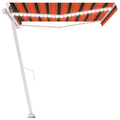 Markise Manuell Einziehbar mit LED 450x300 cm Orange Braun