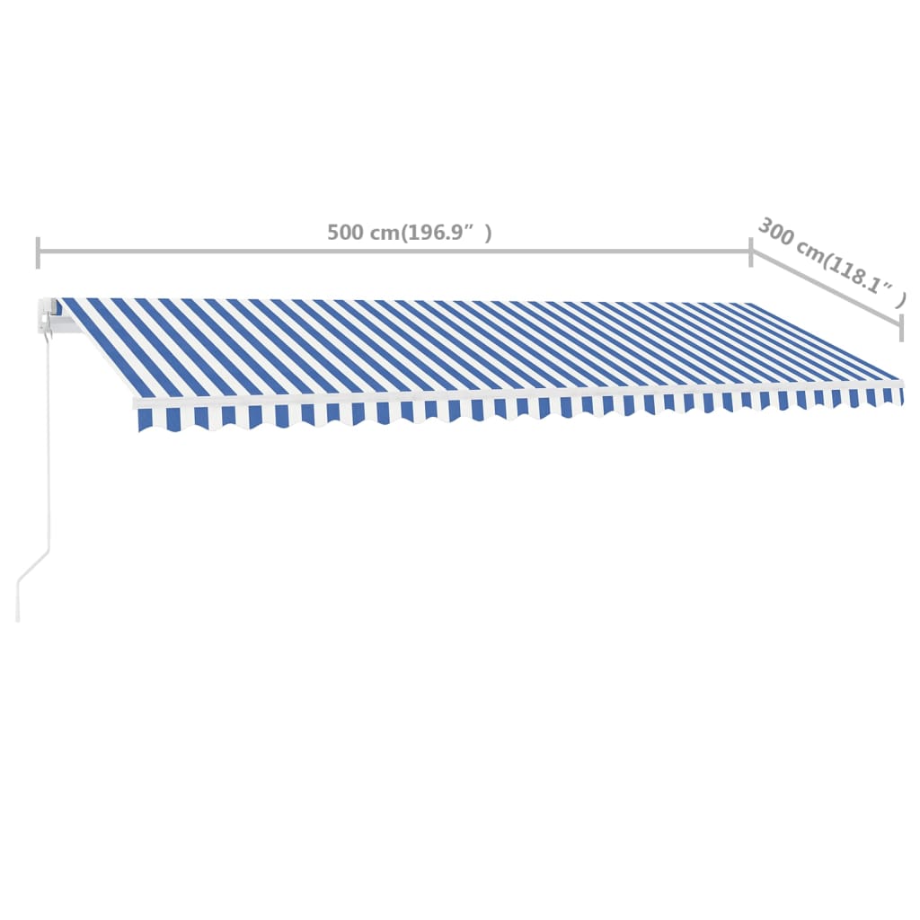 Standmarkise Manuell Einziehbar 500x300 cm Blau/Weiß