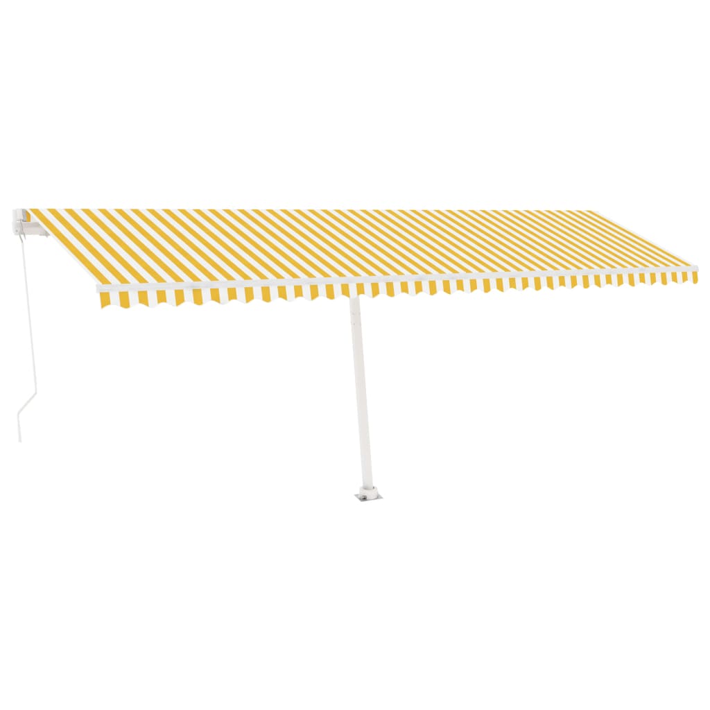 Markise Manuell Einziehbar mit LED 600x300 cm Gelb Weiß