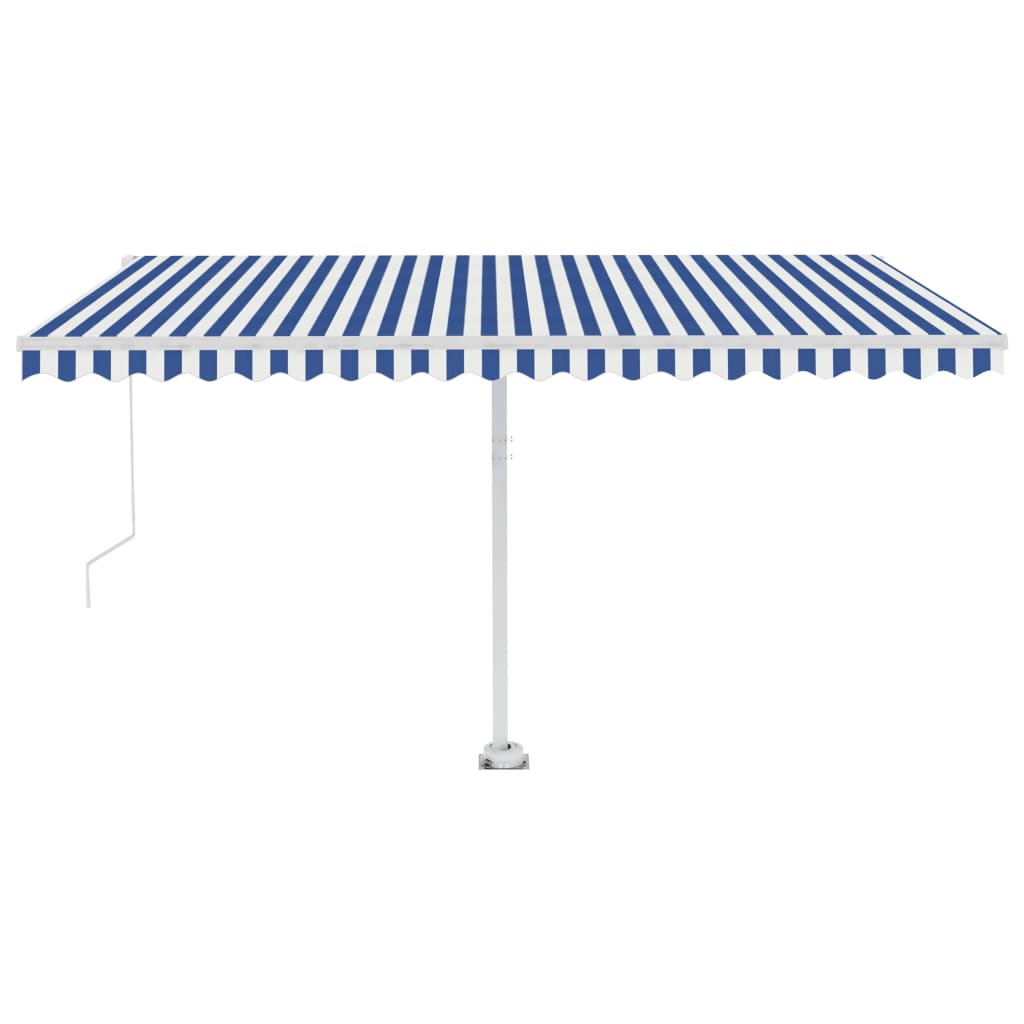 Markise Manuell Einziehbar mit LED 400x350 cm Blau und Weiß