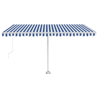 Markise Manuell Einziehbar mit LED 400x350 cm Blau und Weiß