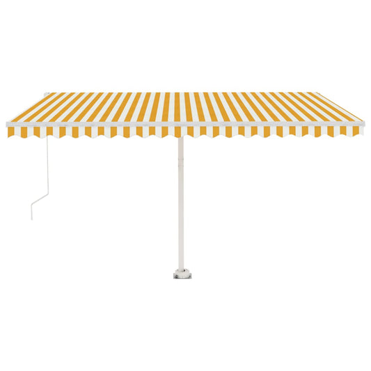 Markise Manuell Einziehbar mit LED 400x350 cm Gelb Weiß