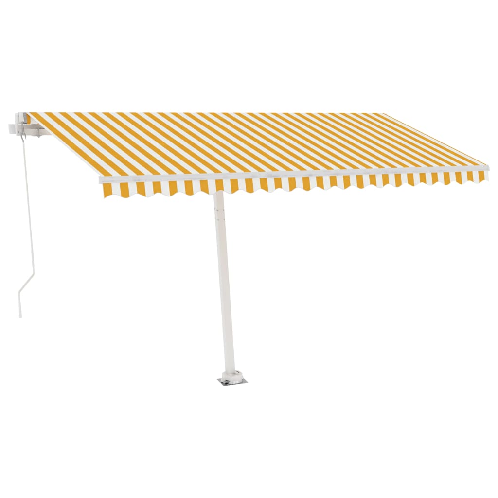 Markise Manuell Einziehbar mit LED 400x350 cm Gelb Weiß