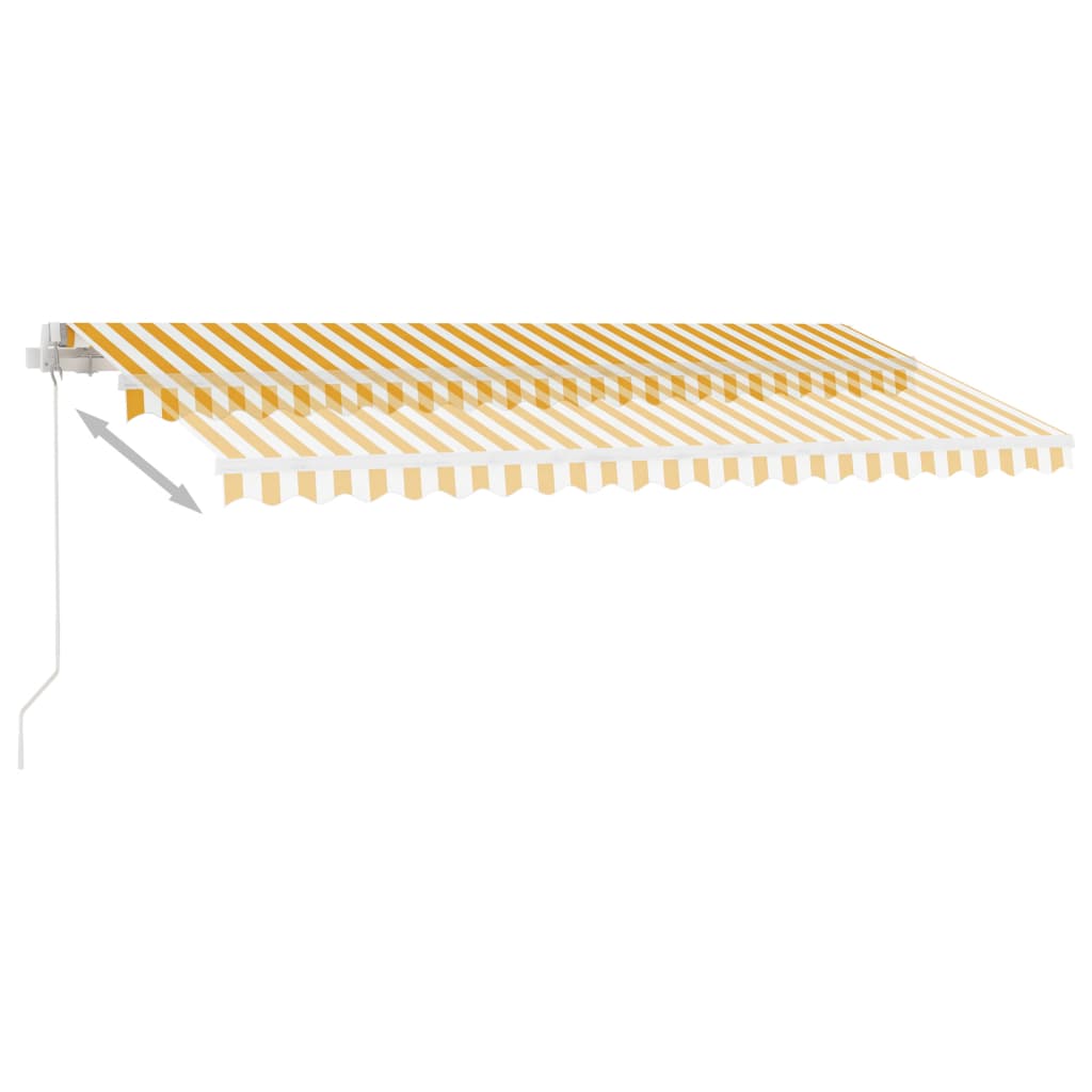 Markise Manuell Einziehbar mit LED 400x350 cm Gelb Weiß