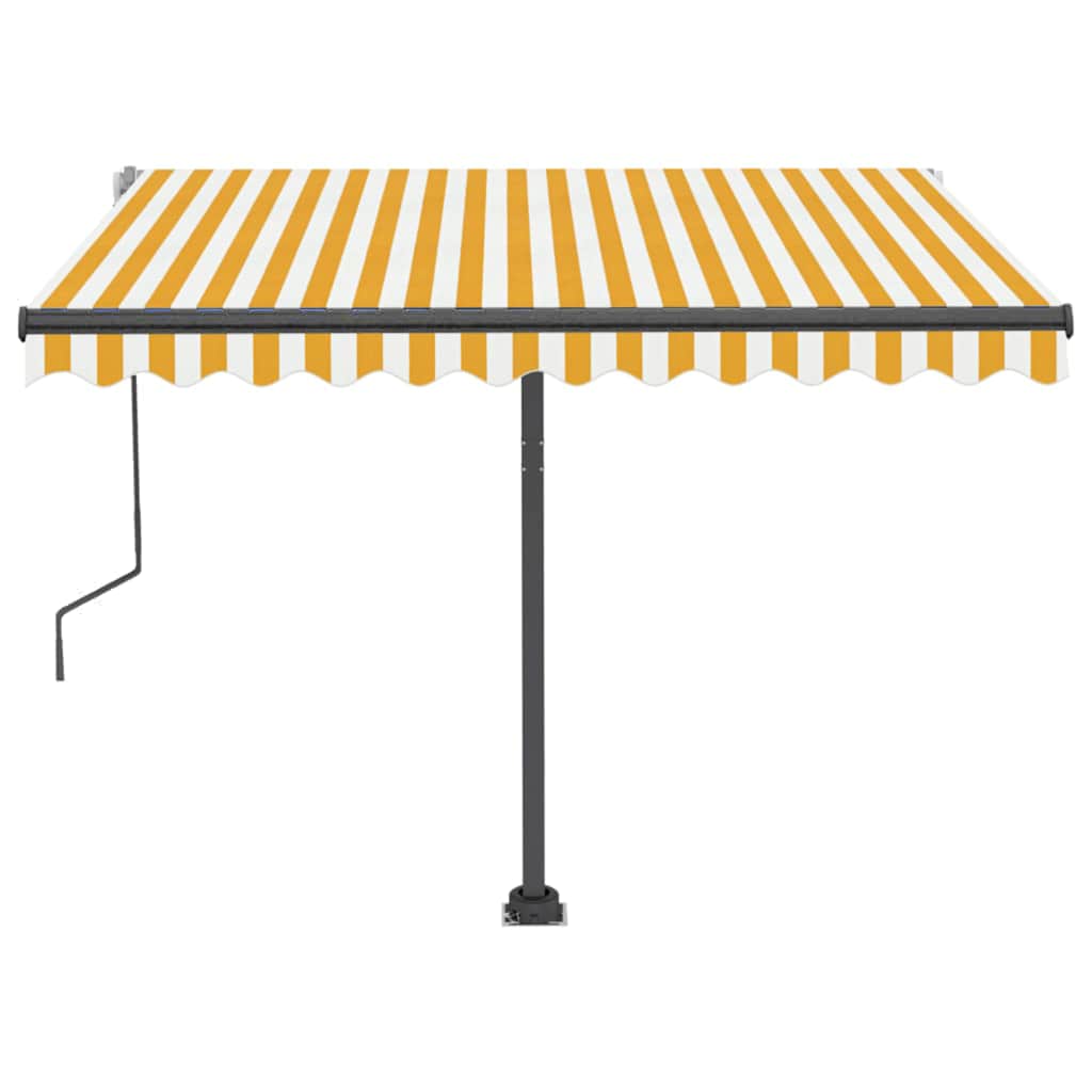 Markise Manuell Einziehbar mit LED 300x250 cm Gelb und Weiß