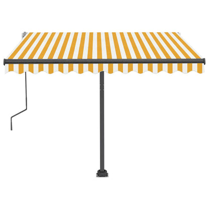 Markise Manuell Einziehbar mit LED 300x250 cm Gelb und Weiß