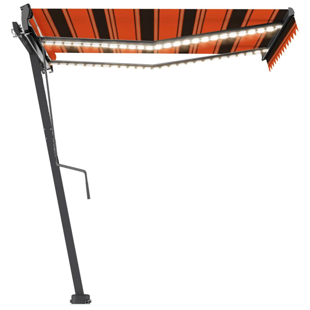 Markise Manuell Einziehbar mit LED 300x250 cm Orange und Braun