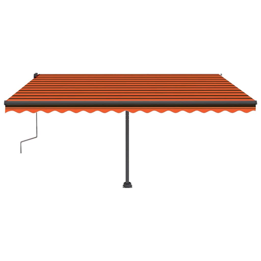 Markise Manuell Einziehbar mit LED 450x300 cm Orange und Braun