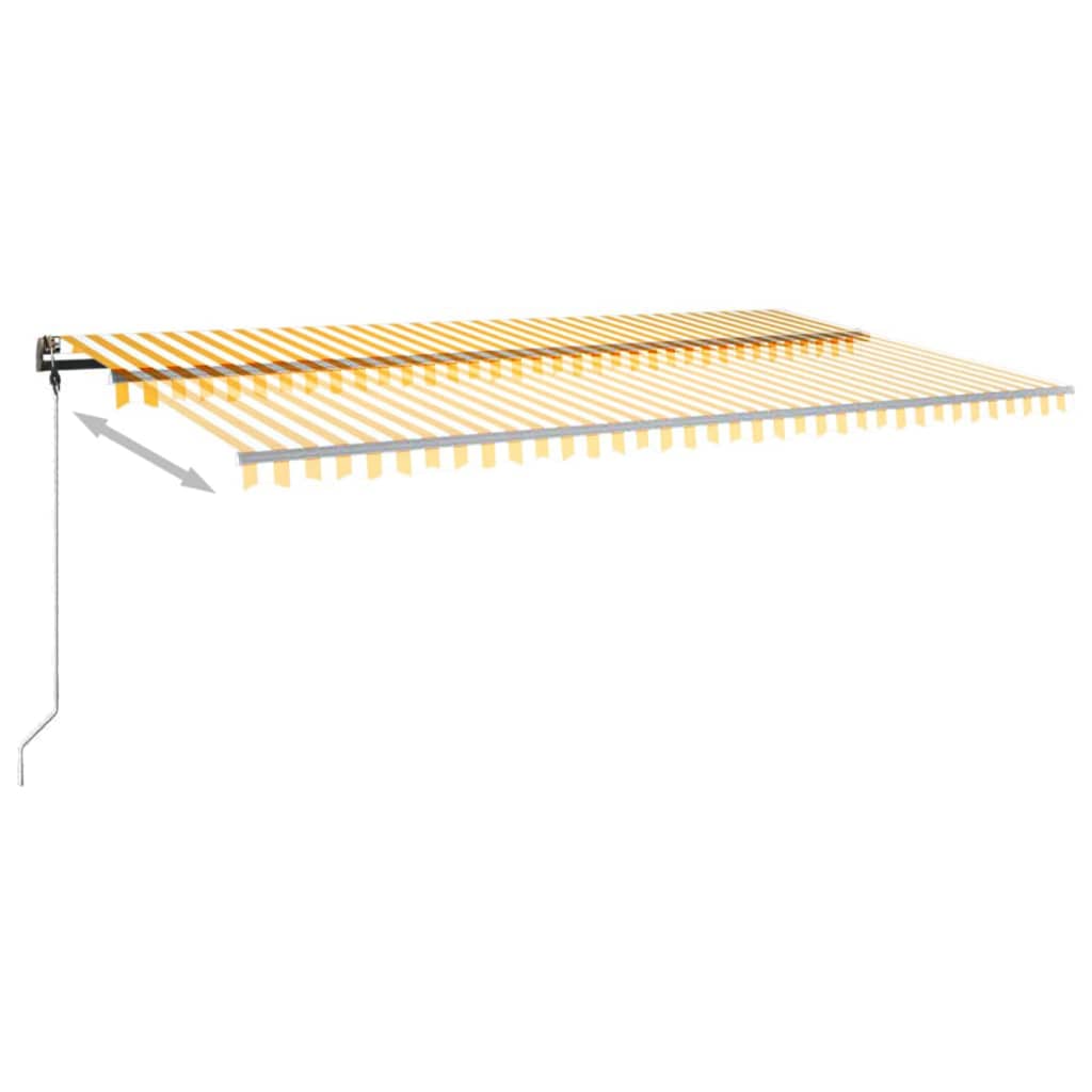 Markise Manuell Einziehbar mit LED 600x300 cm Gelb Weiß