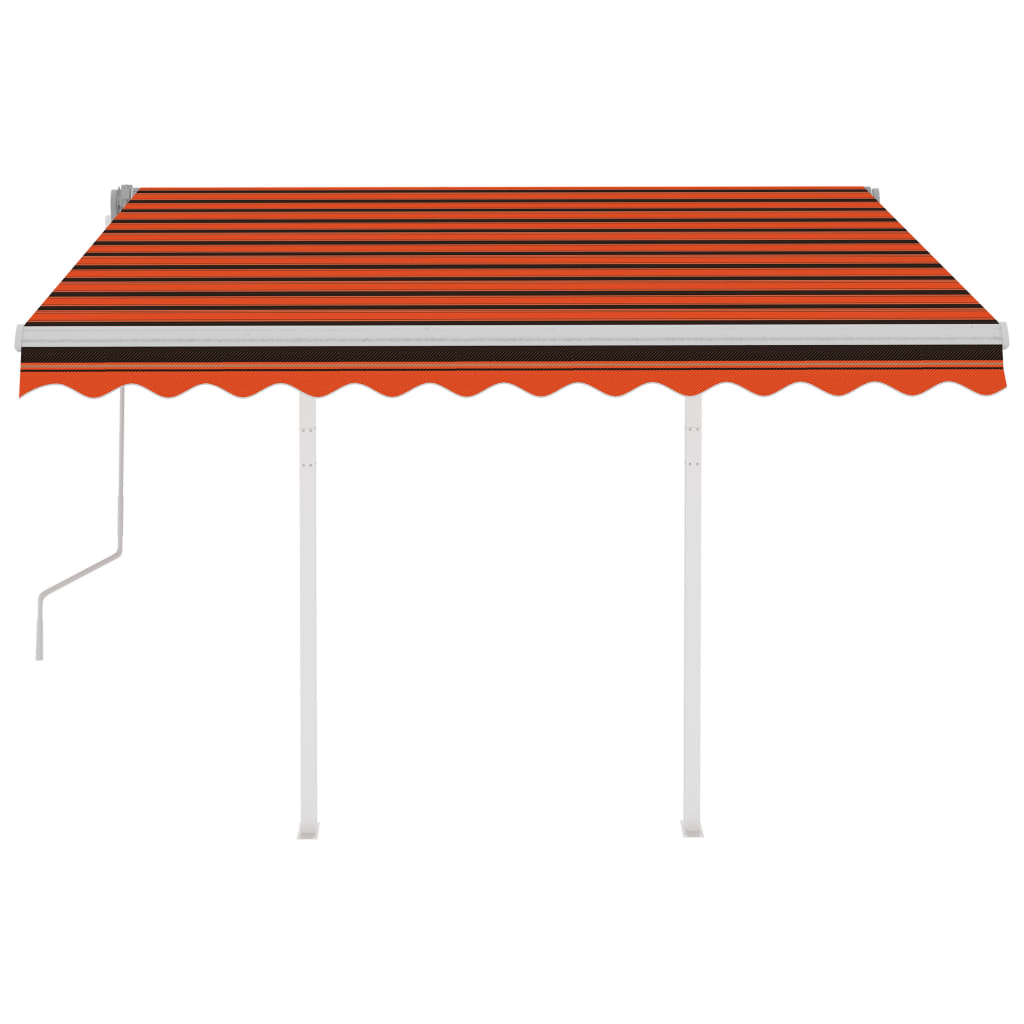 Markise Manuell Einziehbar mit Pfosten 3,5x2,5 m Orange & Braun