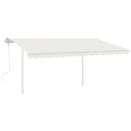 Markise Manuell Einziehbar mit Pfosten 4x3 m Creme