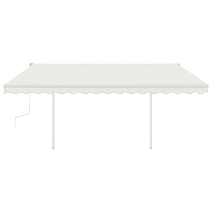Markise Manuell Einziehbar mit Pfosten 4x3 m Creme