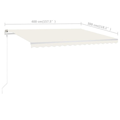 Markise Manuell Einziehbar mit Pfosten 4x3 m Creme