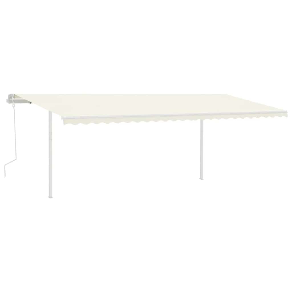 Markise Manuell Einziehbar mit Pfosten 6x3 m Creme