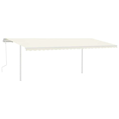Markise Manuell Einziehbar mit Pfosten 6x3 m Creme