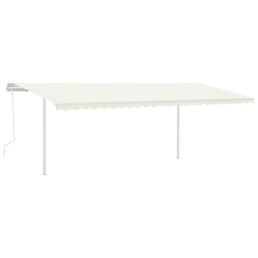 Markise Manuell Einziehbar mit Pfosten 6x3 m Creme