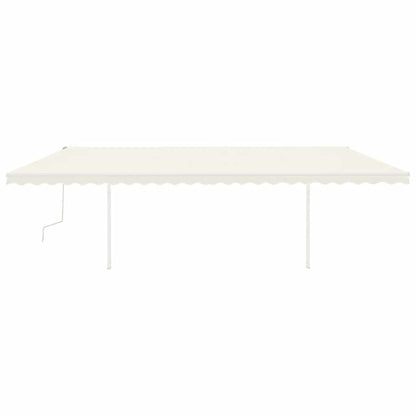 Markise Manuell Einziehbar mit Pfosten 6x3 m Creme