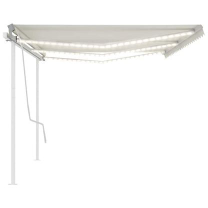 Markise Manuell Einziehbar mit LED 6x3 m Creme