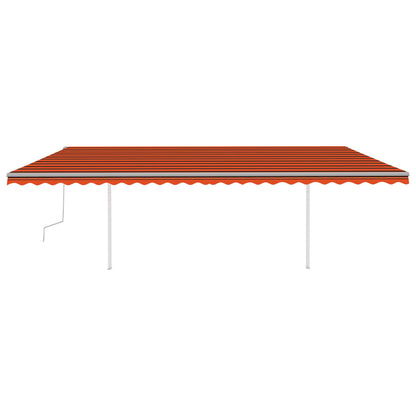 Markise Manuell Einziehbar mit LED 6x3 m Orange und Braun