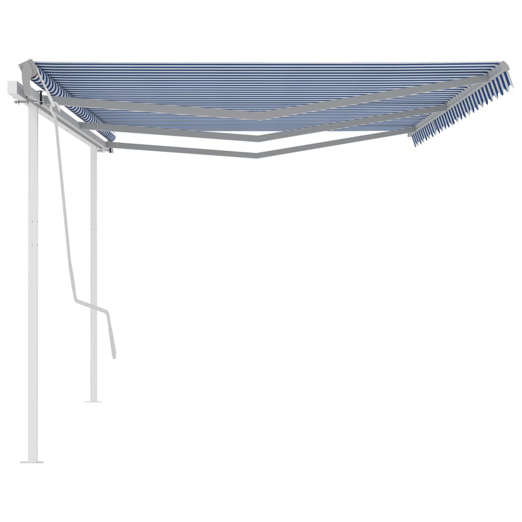 Gelenkarmmarkise Einziehbar mit Pfosten 6x3,5 m Blau und Weiß