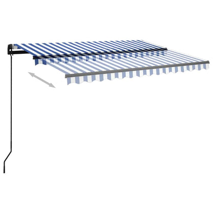 Markise Manuell Einziehbar mit LED 3,5x2,5 m Blau und Weiß