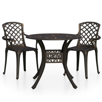 3-tlg. Bistro-Set Aluminiumguss Bronzen