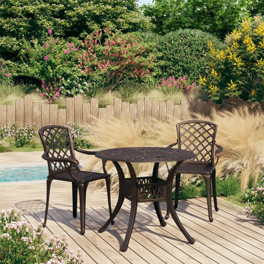 3-tlg. Bistro-Set Aluminiumguss Bronzen
