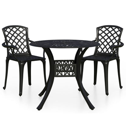 3-tlg. Bistro-Set Aluminiumguss Schwarz