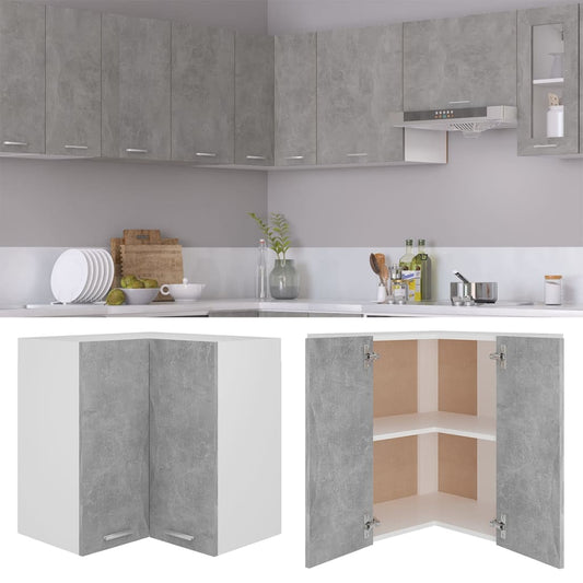 Hjørnevægskab betongrå 57x57x60 cm træmateriale