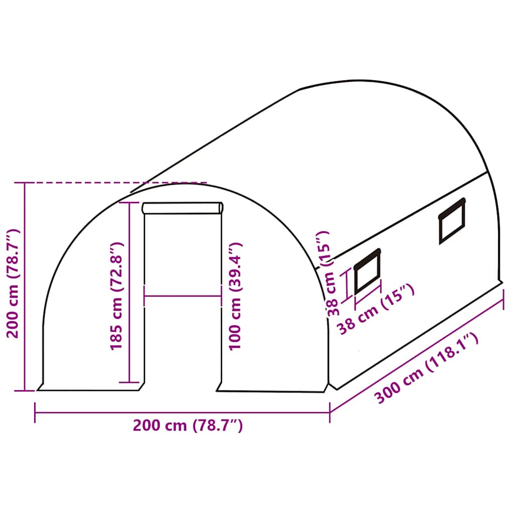 Ersatzabdeckung für Gewächshaus (6 m²) 200x300x200 cm Grün