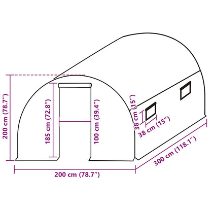 Ersatzabdeckung für Gewächshaus (6 m²) 200x300x200 cm Grün