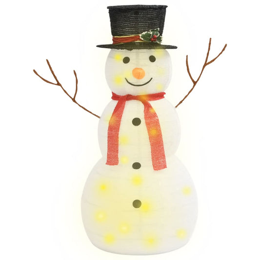 LED-Schneemann Weihnachtsfigur Luxus-Stoff 90 cm