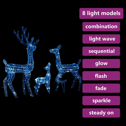 LED-Rentier-Familie Weihnachtsdeko Acryl 300 LED Blau