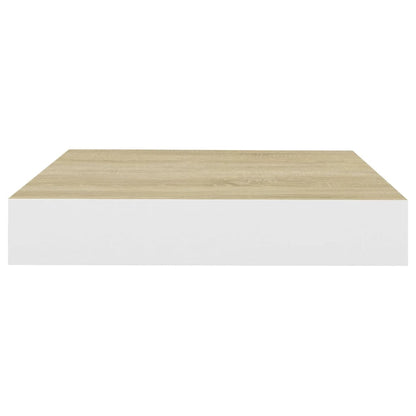 Schweberegal Eichen-Optik und Weiß 23x23,5x3,8 cm MDF