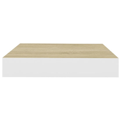 Schweberegale 4 Stk. Eichen-Optik und Weiß 23x23,5x3,8 cm MDF
