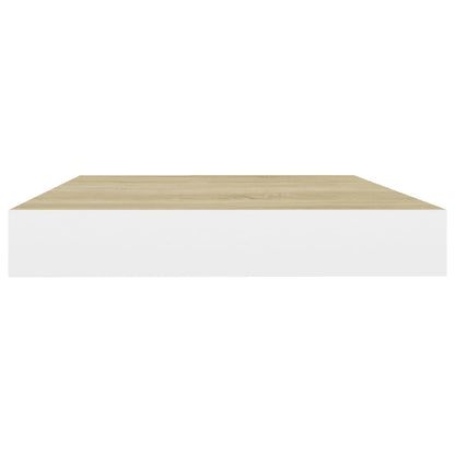 Schweberegal Eichenoptik und Weiß 40x23x3,8 cm MDF