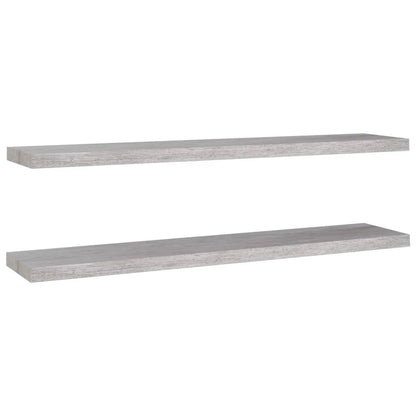 Schweberegale 2 Stk. Betongrau 120x23,5x3,8 cm MDF