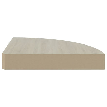Eck-Schweberegal Eichen-Optik und Weiß 35x35x3,8 cm MDF