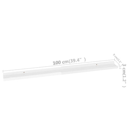 Wandregale 4 Stk. Hochglanz-Weiß 100x9x3 cm