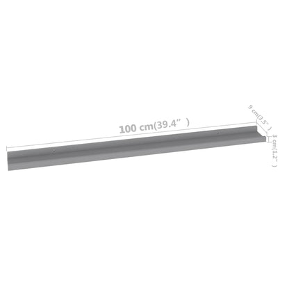 Wandregale 2 Stk. Grau 100x9x3 cm