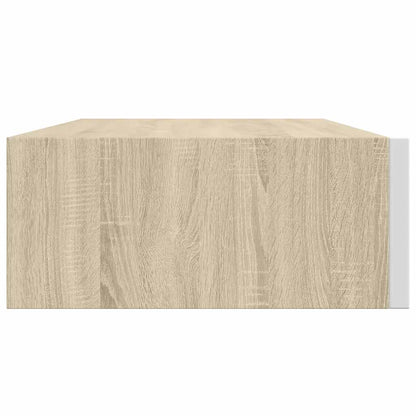 Wandregal mit Schublade Eichen-Optik und Weiß 40x23,5x10 cm MDF
